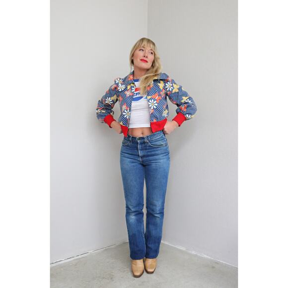1970's Vintage Butterfly Fade & Dagger Collar Lightweight Jacket ~ Women's XS SM - Picture 5 of 9